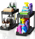 CARLA HOME 2 Pack Under Sink Organizer with Pull-Out Basket and Hooks for Bathroom & Kitchen V178-36318