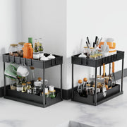 CARLA HOME 2 Pack Under Sink Organizer with Pull-Out Basket and Hooks for Bathroom & Kitchen V178-36318