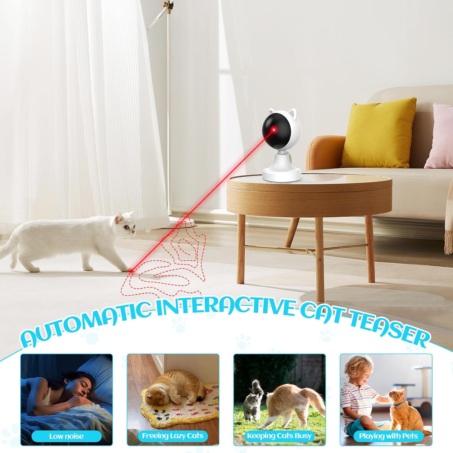 CARLA HOME Interactive Laser Toy for Cats with Adjustable Angle, USB Rechargeable & 2 Speed Modes V178-36320