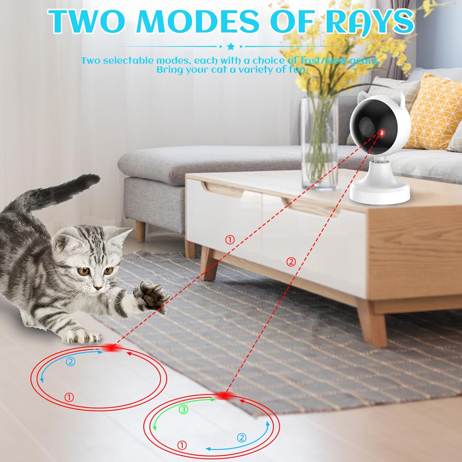 CARLA HOME Interactive Laser Toy for Cats with Adjustable Angle, USB Rechargeable & 2 Speed Modes V178-36320