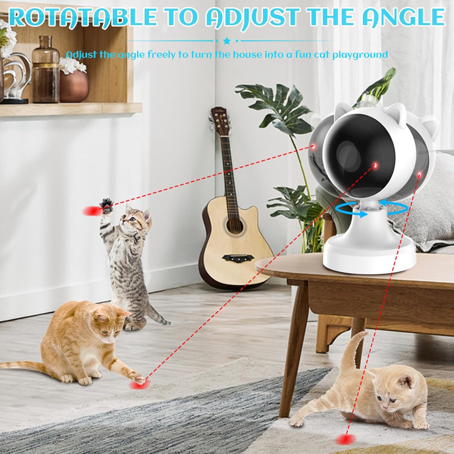 CARLA HOME Interactive Laser Toy for Cats with Adjustable Angle, USB Rechargeable & 2 Speed Modes V178-36320