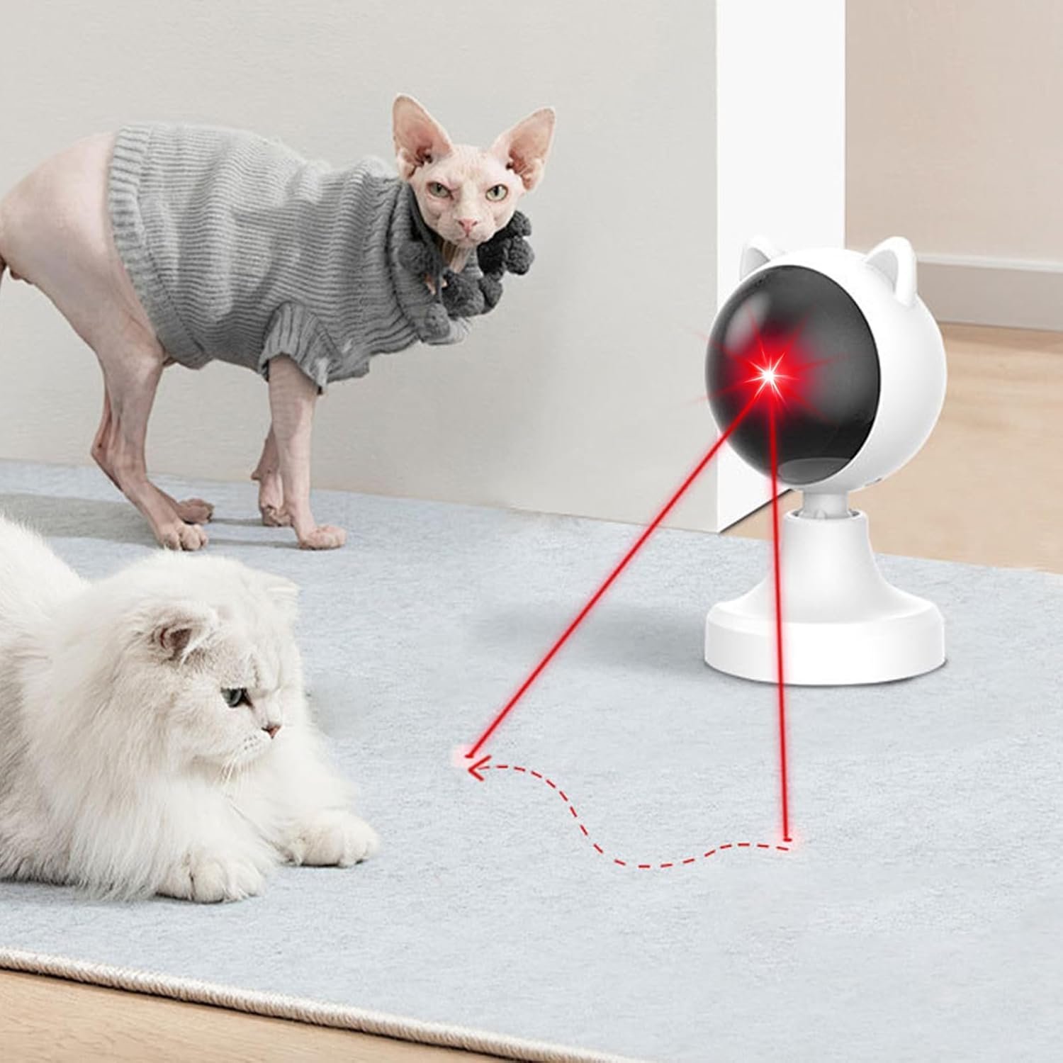 CARLA HOME Interactive Laser Toy for Cats with Adjustable Angle, USB Rechargeable & 2 Speed Modes V178-36320