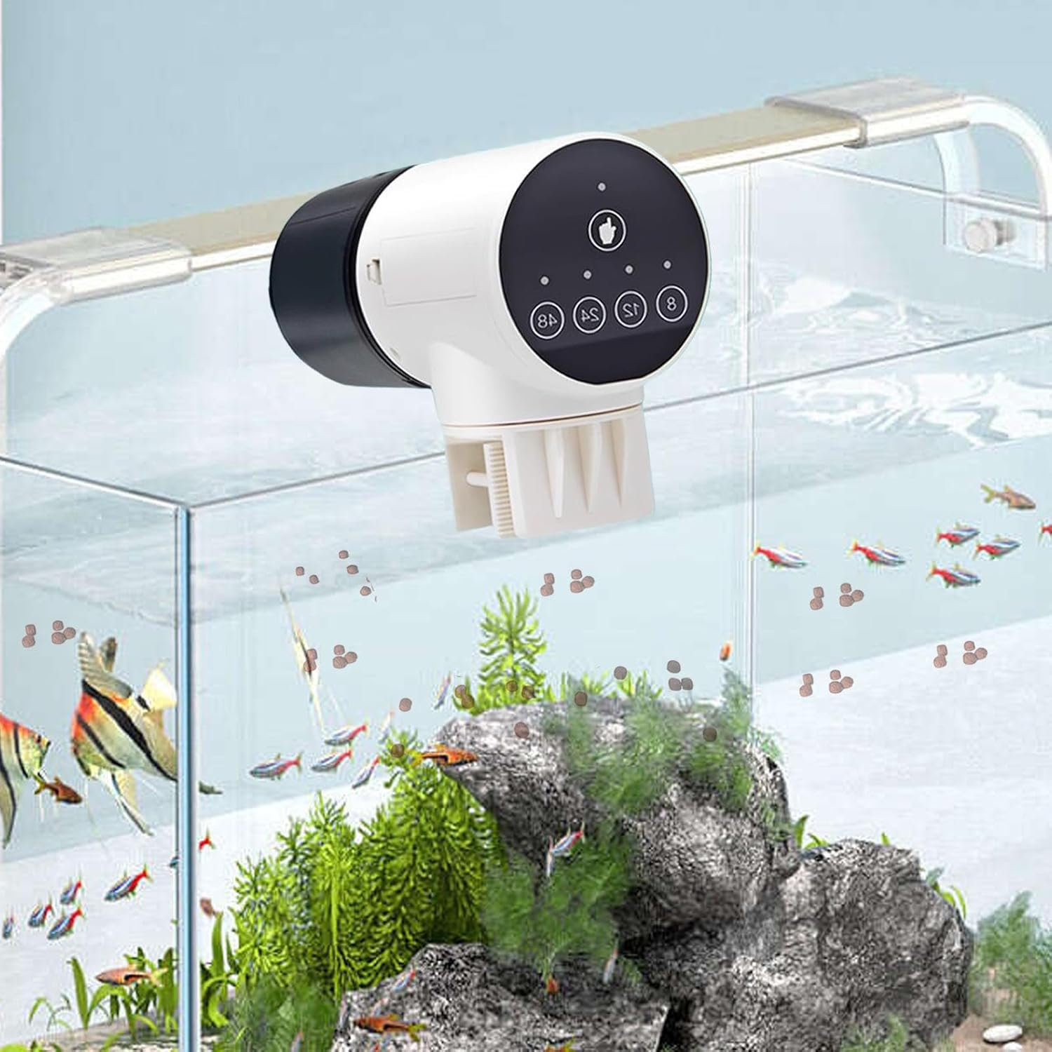 CARLA HOME Automatic Fish Feeder with Timer, Moistureproof Dispenser & Rechargeable Feeding for Aquarium or V178-36321