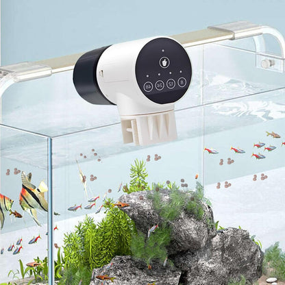 CARLA HOME Automatic Fish Feeder with Timer, Moistureproof Dispenser & Rechargeable Feeding for Aquarium or V178-36321