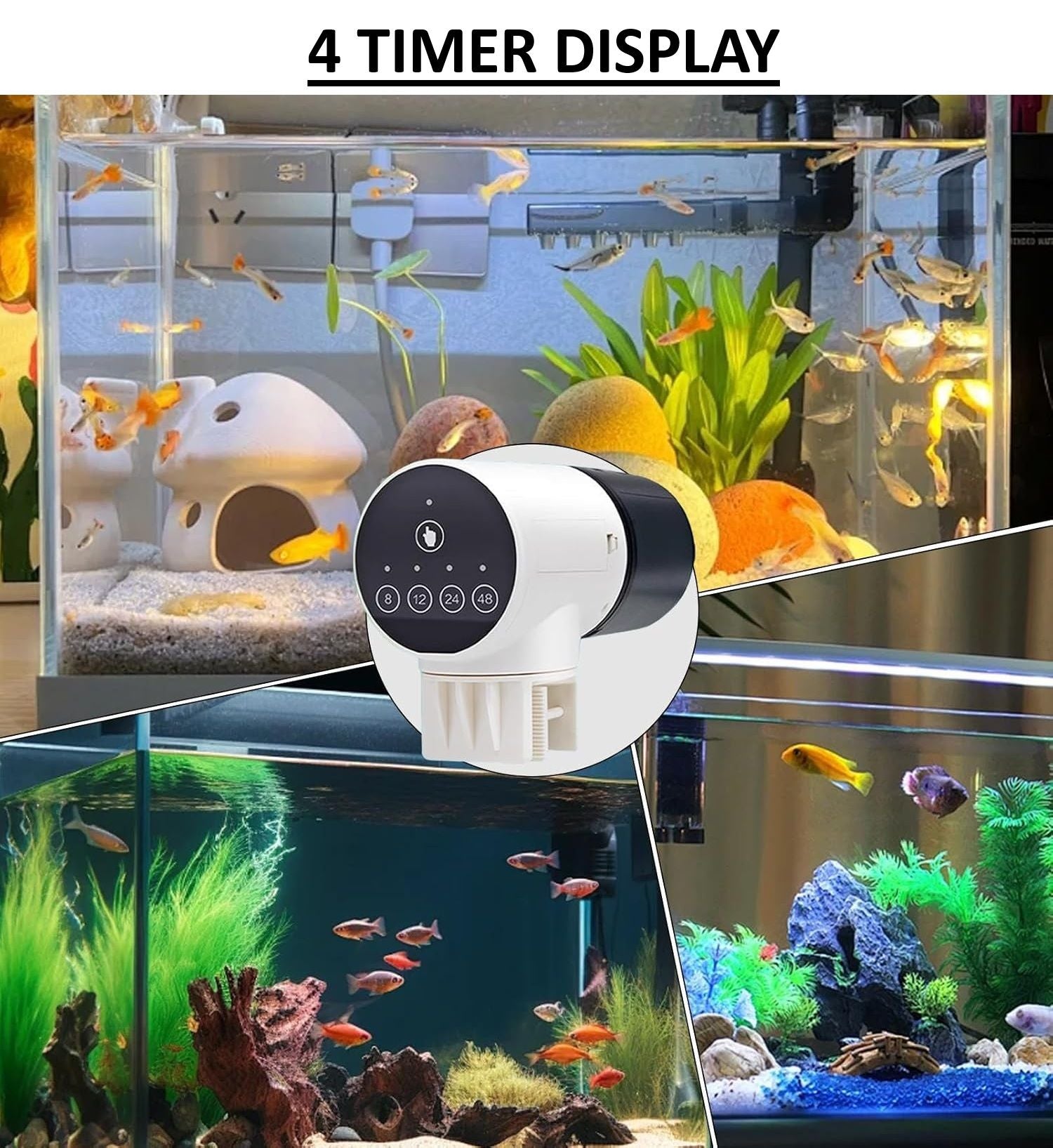 CARLA HOME Automatic Fish Feeder with Timer, Moistureproof Dispenser & Rechargeable Feeding for Aquarium or V178-36321