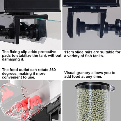 CARLA HOME Automatic Fish Feeder with Timer, Moistureproof Dispenser & Rechargeable Feeding for Aquarium or V178-36321