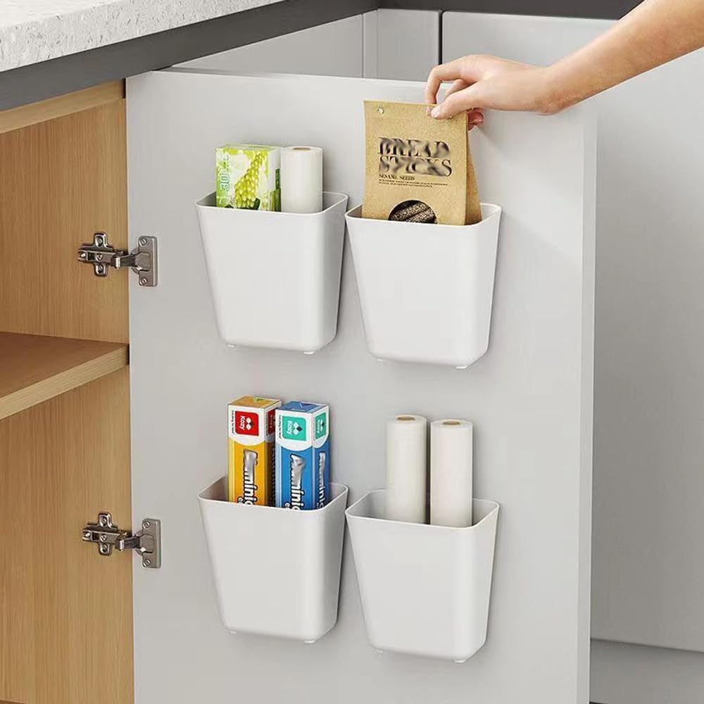 CARLA HOME 4-Pack Self-Adhesive Wall Storage Box for Cabinet Doors, Kitchen, Bathroom & Office V178-36322