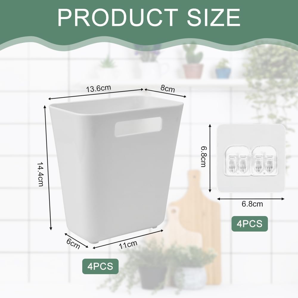 CARLA HOME 4-Pack Self-Adhesive Wall Storage Box for Cabinet Doors, Kitchen, Bathroom & Office V178-36322