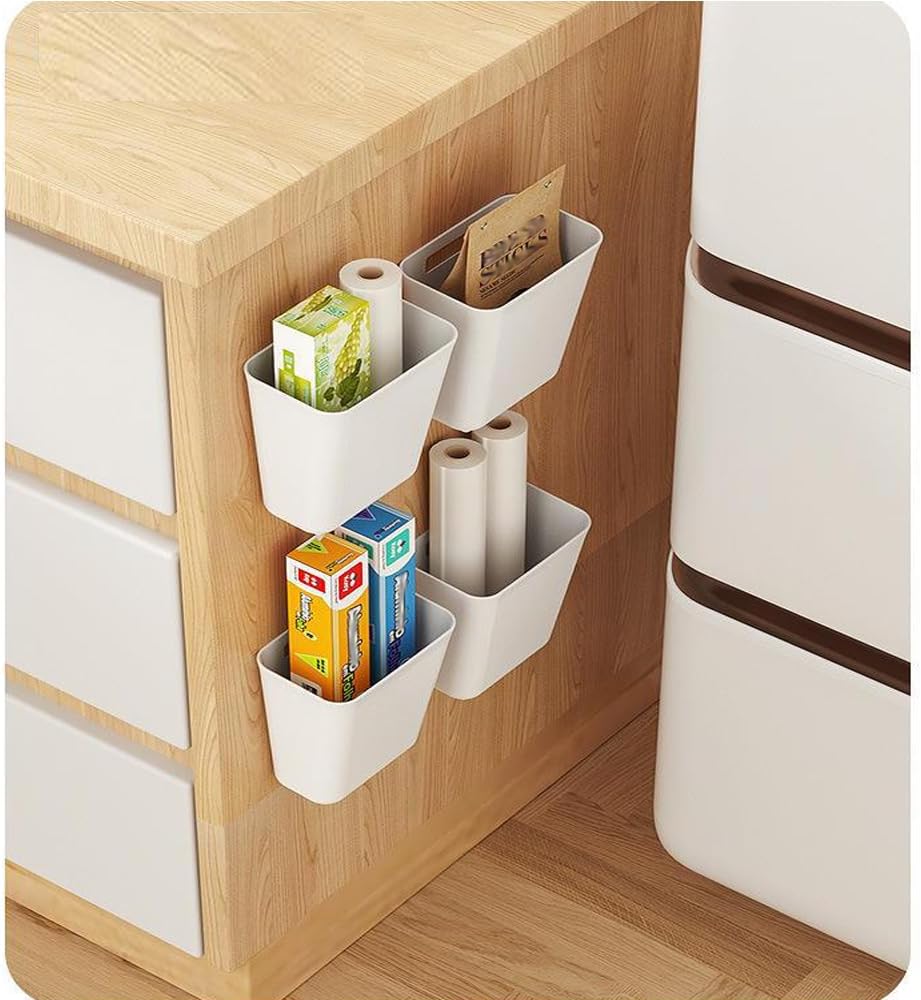 CARLA HOME 4-Pack Self-Adhesive Wall Storage Box for Cabinet Doors, Kitchen, Bathroom & Office V178-36322
