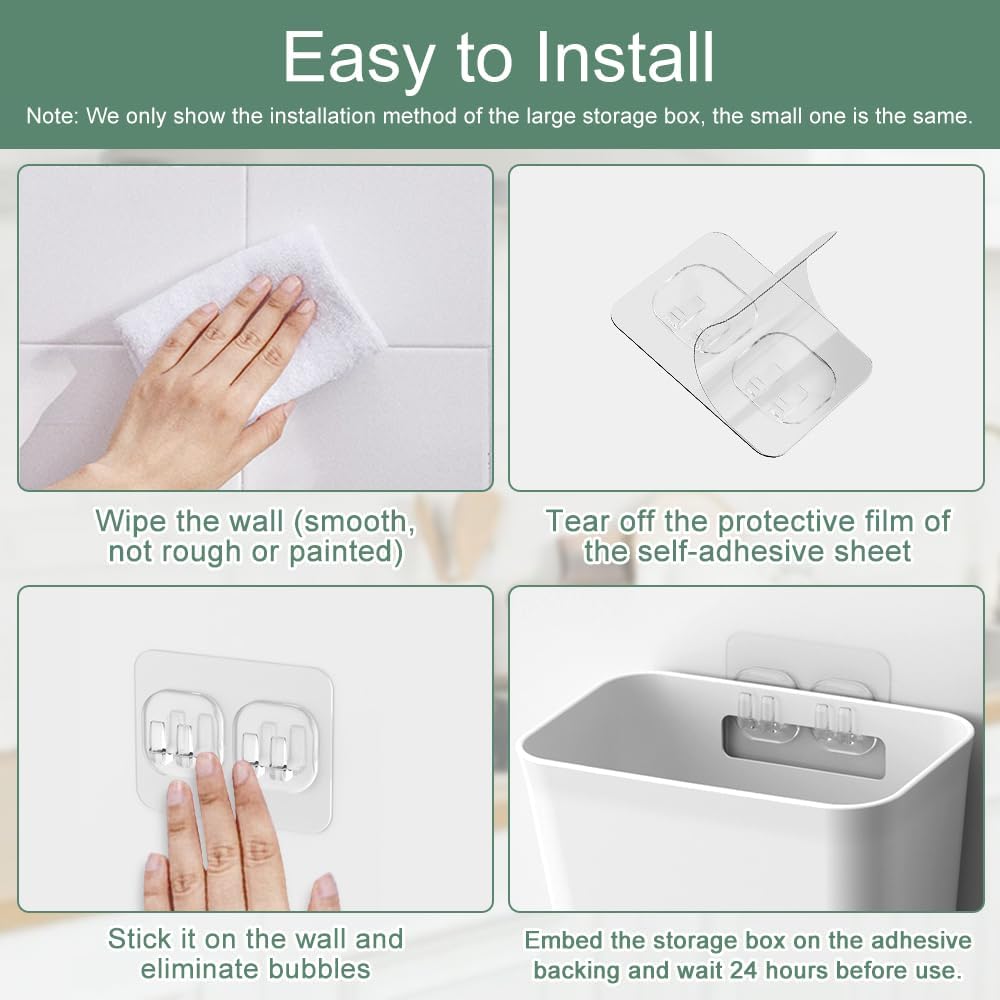 CARLA HOME 4-Pack Self-Adhesive Wall Storage Box for Cabinet Doors, Kitchen, Bathroom & Office V178-36322