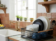 CARLA HOME Dish Drying Rack with Wooden Handles, Removable Cutlery Holder & Drainboard for Kitchen Countertop V178-36324