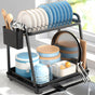 CARLA HOME 2-Tier Dish Drying Rack for Kitchen Countertop with Drainage Tray, Utensil Holder, Cutting Board V178-36325