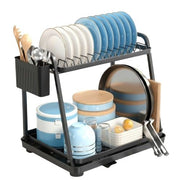 CARLA HOME 2-Tier Dish Drying Rack for Kitchen Countertop with Drainage Tray, Utensil Holder, Cutting Board V178-36325