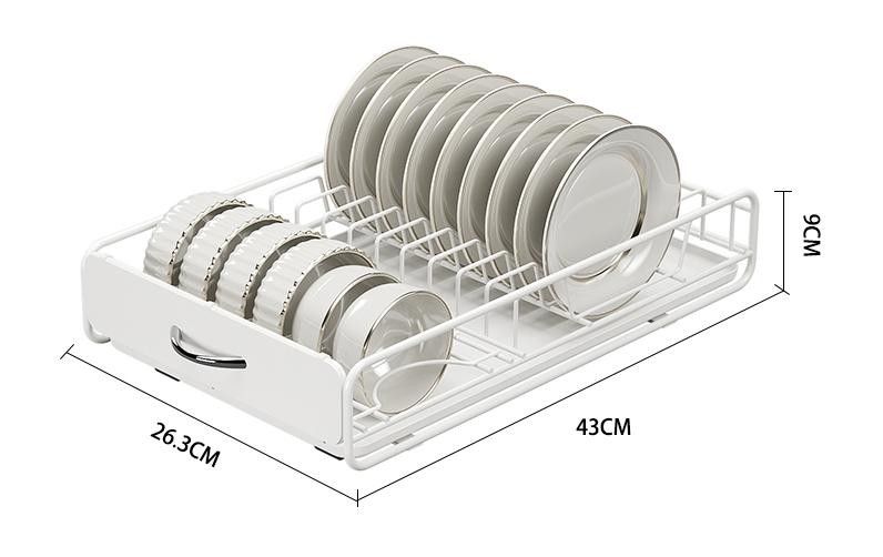 CARLA HOME Pull Out Dish Rack for Kitchen Cabinet with Slide Out Drawer Organizer for Plates, Bowls & Utensils V178-36326