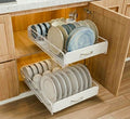 CARLA HOME 2 Pack Pull Out Dish Rack for Kitchen Cabinet with Slide Out Drawer Organizer for Plates, Bowls & V178-36327
