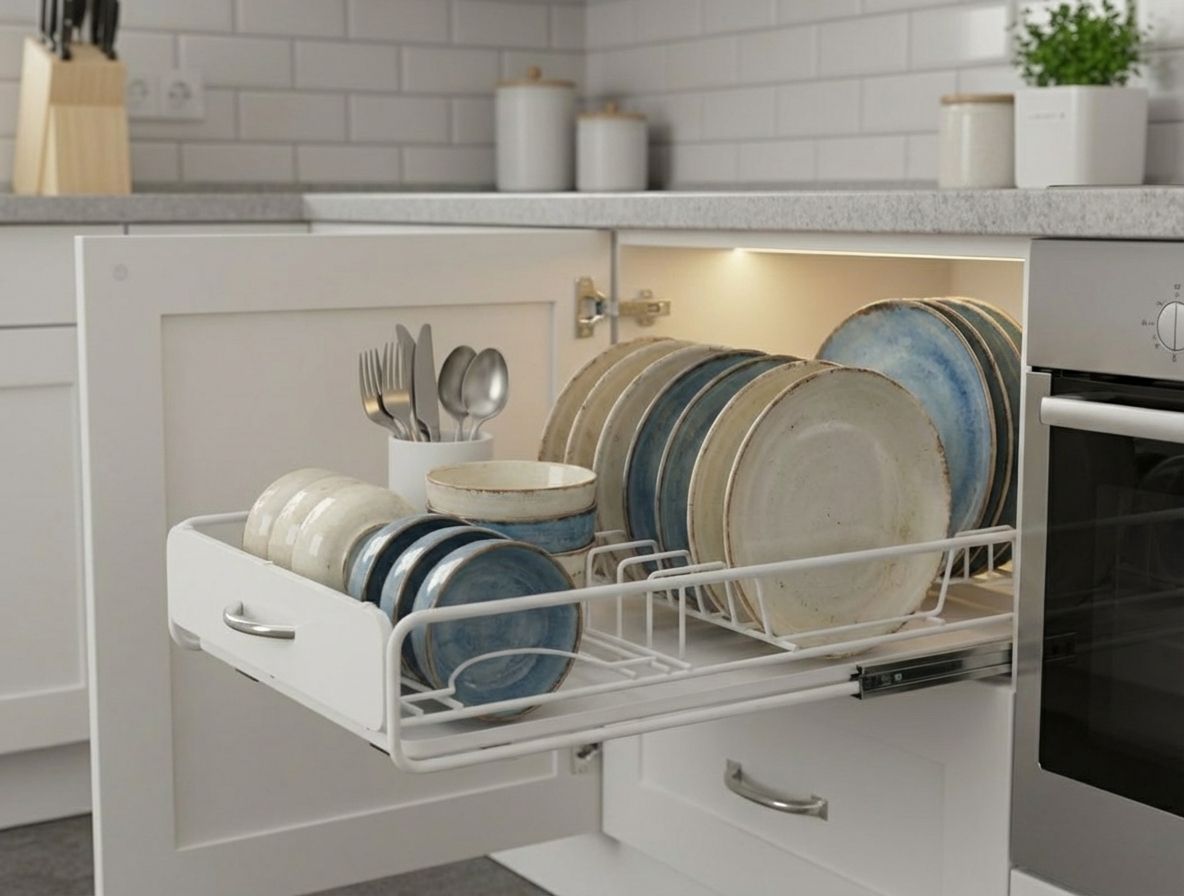 CARLA HOME 2 Pack Pull Out Dish Rack for Kitchen Cabinet with Slide Out Drawer Organizer for Plates, Bowls & V178-36327