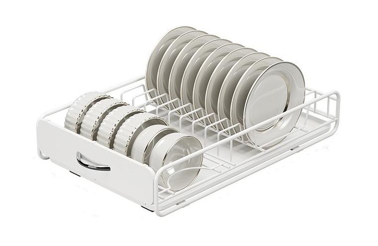 CARLA HOME 2 Pack Pull Out Dish Rack for Kitchen Cabinet with Slide Out Drawer Organizer for Plates, Bowls & V178-36327