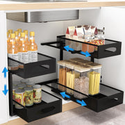 CARLA HOME 2 Pack Under Sink Organizer Pull Out Sliding Cabinet Storage Shelf with Height Adjustable for V178-36329