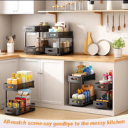 CARLA HOME 2 Pack Under Sink Organizer Pull Out Sliding Cabinet Storage Shelf with Height Adjustable for V178-36329