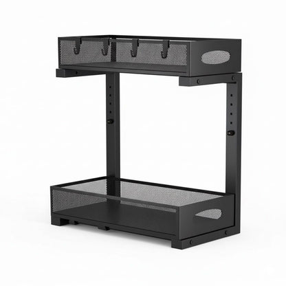 CARLA HOME 2 Pack Under Sink Organizer Pull Out Sliding Cabinet Storage Shelf with Height Adjustable for V178-36329