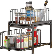 CARLA HOME 2 Tier Sliding Cabinet Organizer Drawer Storage Rack for Kitchen or Bathroom V178-36330