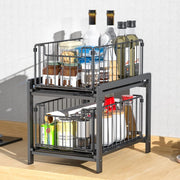CARLA HOME 2 Tier Sliding Cabinet Organizer Drawer Storage Rack for Kitchen or Bathroom V178-36330