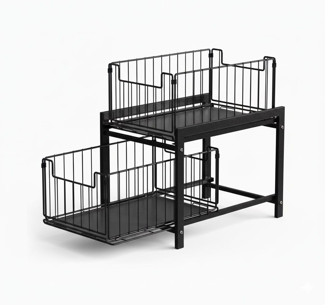 CARLA HOME 2 Tier Sliding Cabinet Organizer Drawer Storage Rack for Kitchen or Bathroom V178-36330