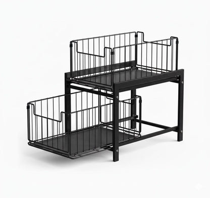 CARLA HOME 2 Tier Sliding Cabinet Organizer Drawer Storage Rack for Kitchen or Bathroom V178-36330