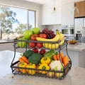 CARLA HOME 2-Tier Fruit Basket Metal Storage Bowl Kitchen Counter Organizer with Handles for Fruits, V178-36334