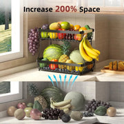 CARLA HOME 2-Tier Fruit Basket Metal Storage Bowl Kitchen Counter Organizer with Handles for Fruits, V178-36334