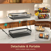 CARLA HOME 2-Tier Fruit Basket Metal Storage Bowl Kitchen Counter Organizer with Handles for Fruits, V178-36334