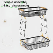 CARLA HOME 2-Tier Fruit Basket Metal Storage Bowl Kitchen Counter Organizer with Handles for Fruits, V178-36334