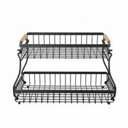 CARLA HOME 2-Tier Fruit Basket Metal Storage Bowl Kitchen Counter Organizer with Handles for Fruits, V178-36334
