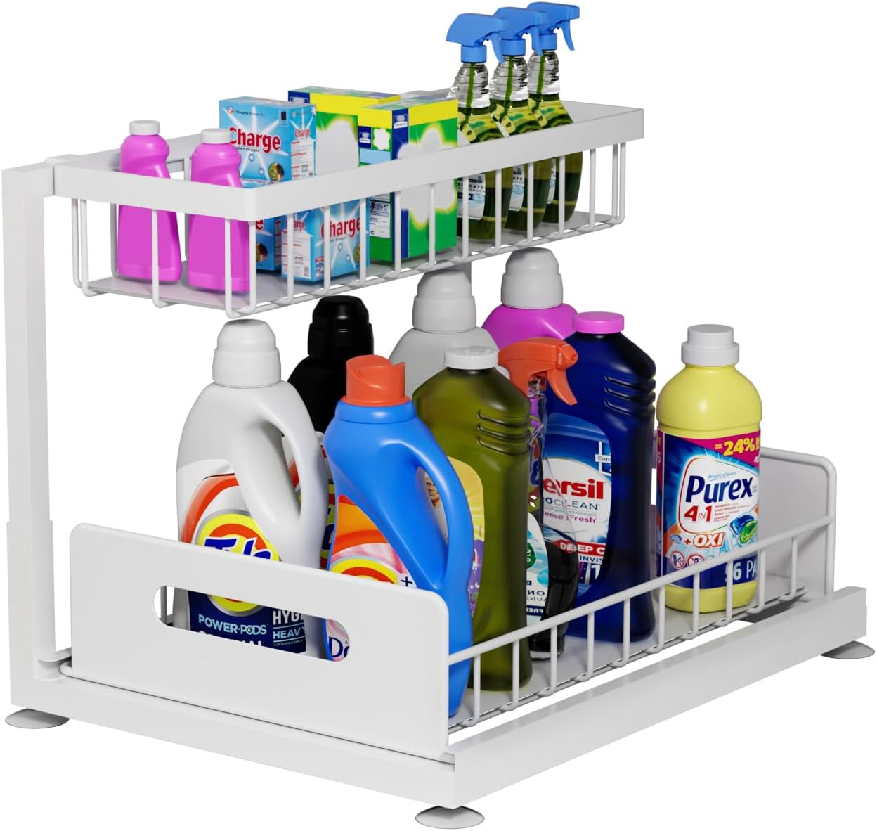 CARLA HOME 2 Tier Under Sink Organiser with Sliding Drawers for Kitchen & Bathroom V178-36335