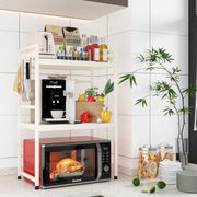 CARLA HOME 3-Tier Microwave Oven Rack with Adjustable Metal Kitchen Shelf Stand for Countertop Storage and 6 V178-36338