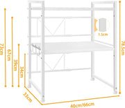 CARLA HOME 3-Tier Microwave Oven Rack with Adjustable Metal Kitchen Shelf Stand for Countertop Storage and 6 V178-36338