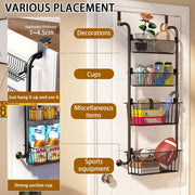CARLA HOME 4-Tier Over the Door Organizer Heavy-Duty Metal Pantry Rack with Hanging Baskets for Home Kitchen V178-36339