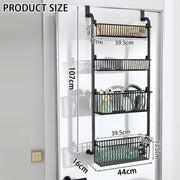 CARLA HOME 4-Tier Over the Door Organizer Heavy-Duty Metal Pantry Rack with Hanging Baskets for Home Kitchen V178-36339