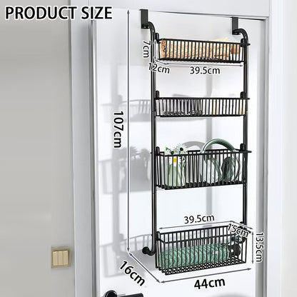 CARLA HOME 4-Tier Over the Door Organizer Heavy-Duty Metal Pantry Rack with Hanging Baskets for Home Kitchen V178-36339