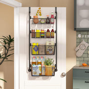 CARLA HOME 4-Tier Over the Door Organizer Heavy-Duty Metal Pantry Rack with Hanging Baskets for Home Kitchen V178-36339
