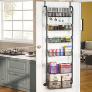 CARLA HOME 6-Tier Over the Door Organizer Heavy-Duty Metal Pantry Rack with Hanging Baskets for Home Kitchen V178-36340