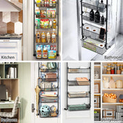 CARLA HOME 6-Tier Over the Door Organizer Heavy-Duty Metal Pantry Rack with Hanging Baskets for Home Kitchen V178-36340