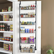 CARLA HOME 6-Tier Over the Door Organizer Heavy-Duty Metal Pantry Rack with Hanging Baskets for Home Kitchen V178-36340