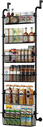 CARLA HOME 6-Tier Over the Door Organizer Heavy-Duty Metal Pantry Rack with Hanging Baskets for Home Kitchen V178-36340