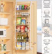 CARLA HOME 6-Tier Over the Door Organizer Heavy-Duty Metal Pantry Rack with Hanging Baskets for Home Kitchen V178-36341