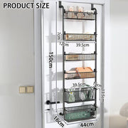 CARLA HOME 6-Tier Over the Door Organizer Heavy-Duty Metal Pantry Rack with Hanging Baskets for Home Kitchen V178-36341