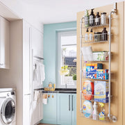 CARLA HOME 6-Tier Over the Door Organizer Heavy-Duty Metal Pantry Rack with Hanging Baskets for Home Kitchen V178-36341