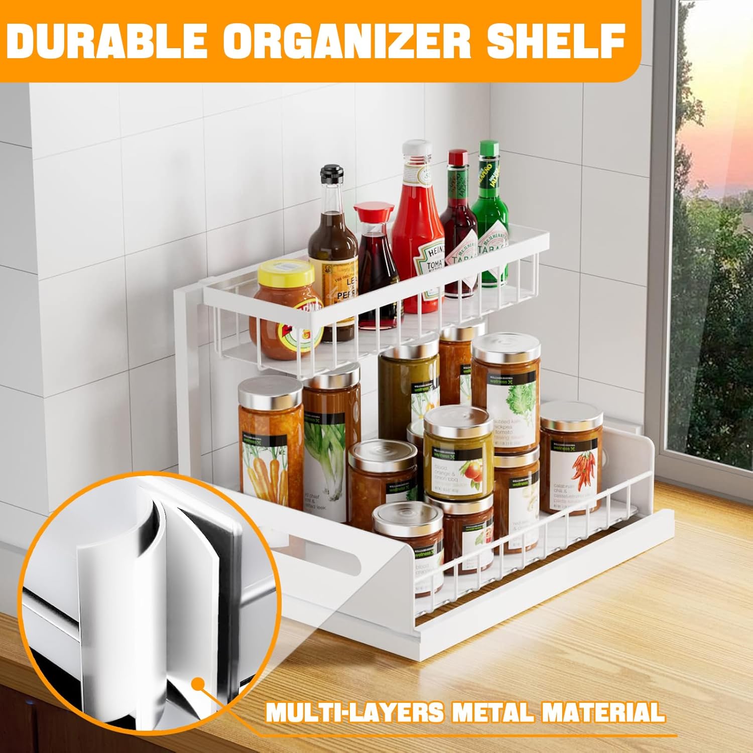 CARLA HOME 2 pack Under Sink Organiser with Sliding Drawers & 2 tier for Kitchen & Bathroom V178-36342
