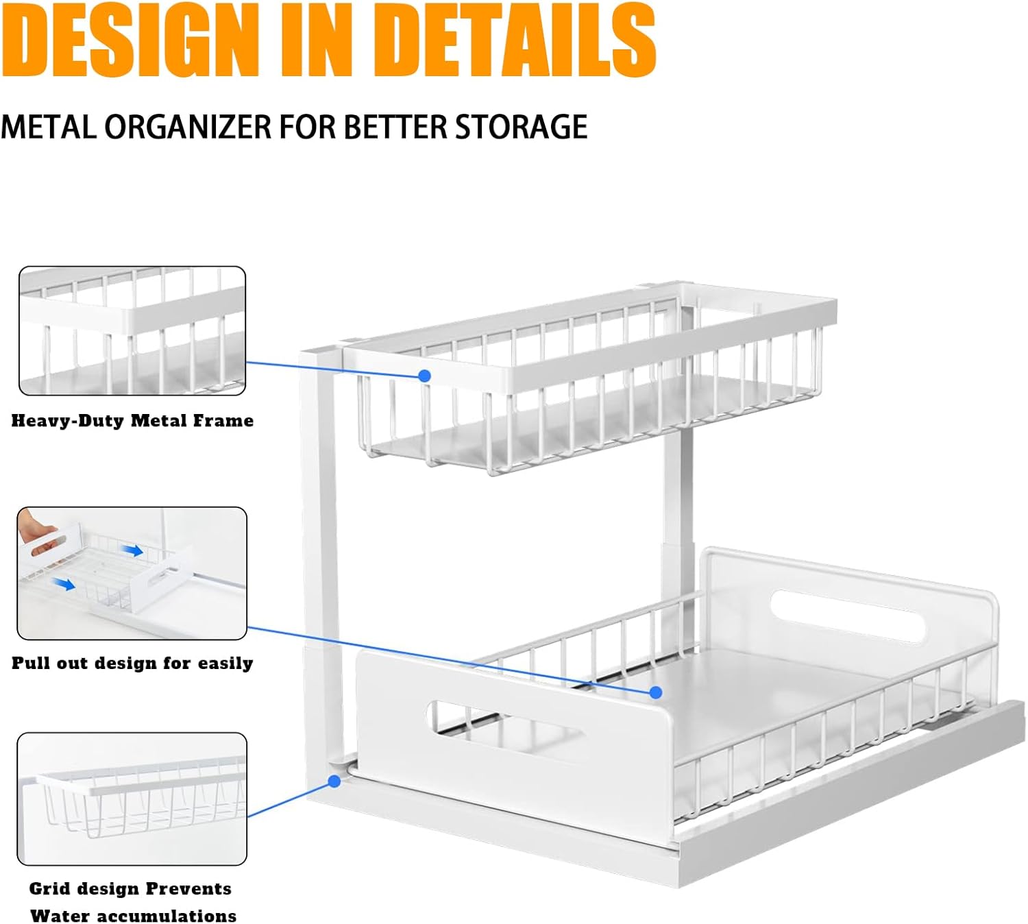 CARLA HOME 2 pack Under Sink Organiser with Sliding Drawers & 2 tier for Kitchen & Bathroom V178-36342
