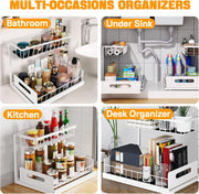 CARLA HOME 2 pack Under Sink Organiser with Sliding Drawers & 2 tier for Kitchen & Bathroom V178-36342